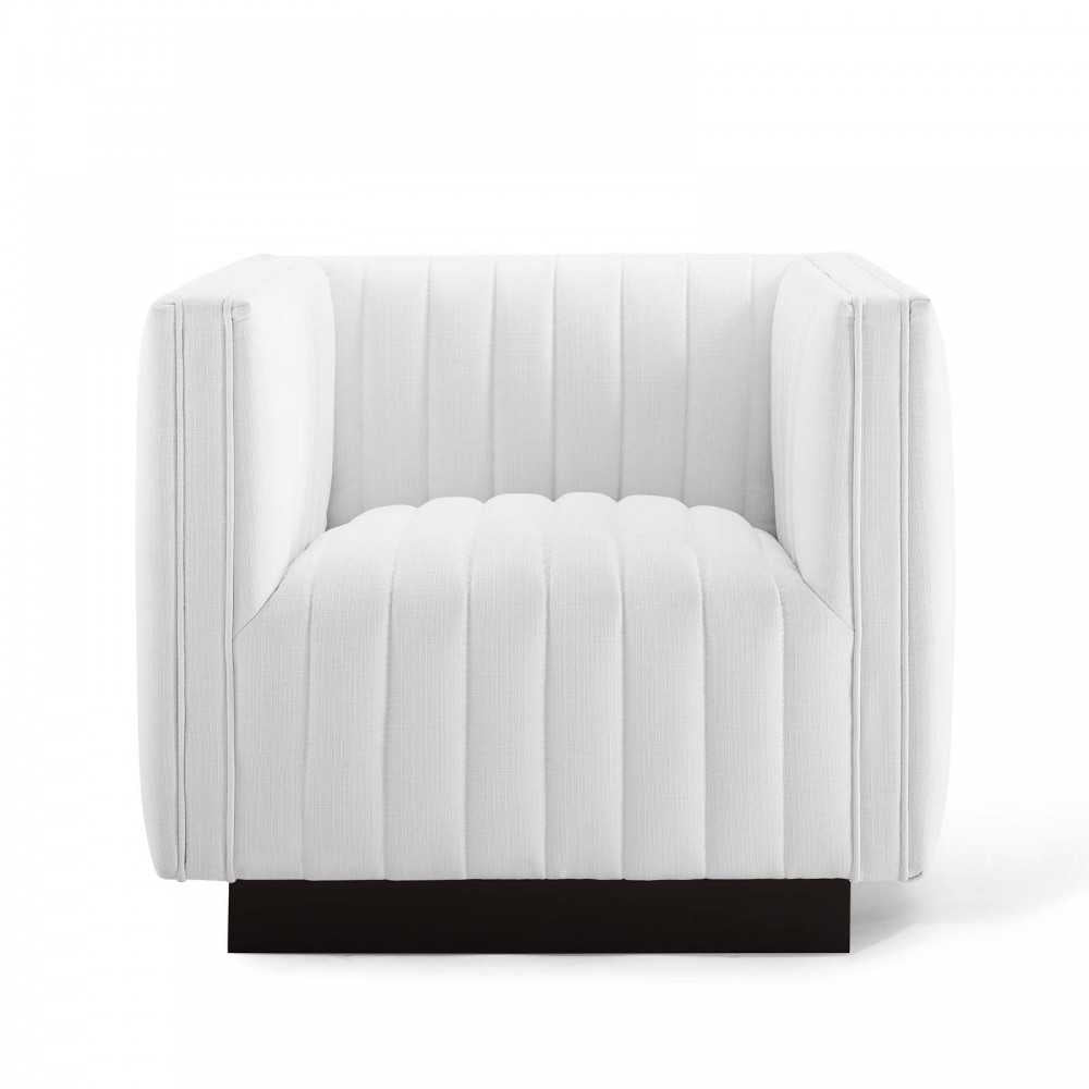 Conjure Tufted Upholstered Fabric Armchair, White