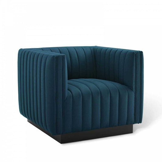 Conjure Tufted Upholstered Fabric Armchair, Azure