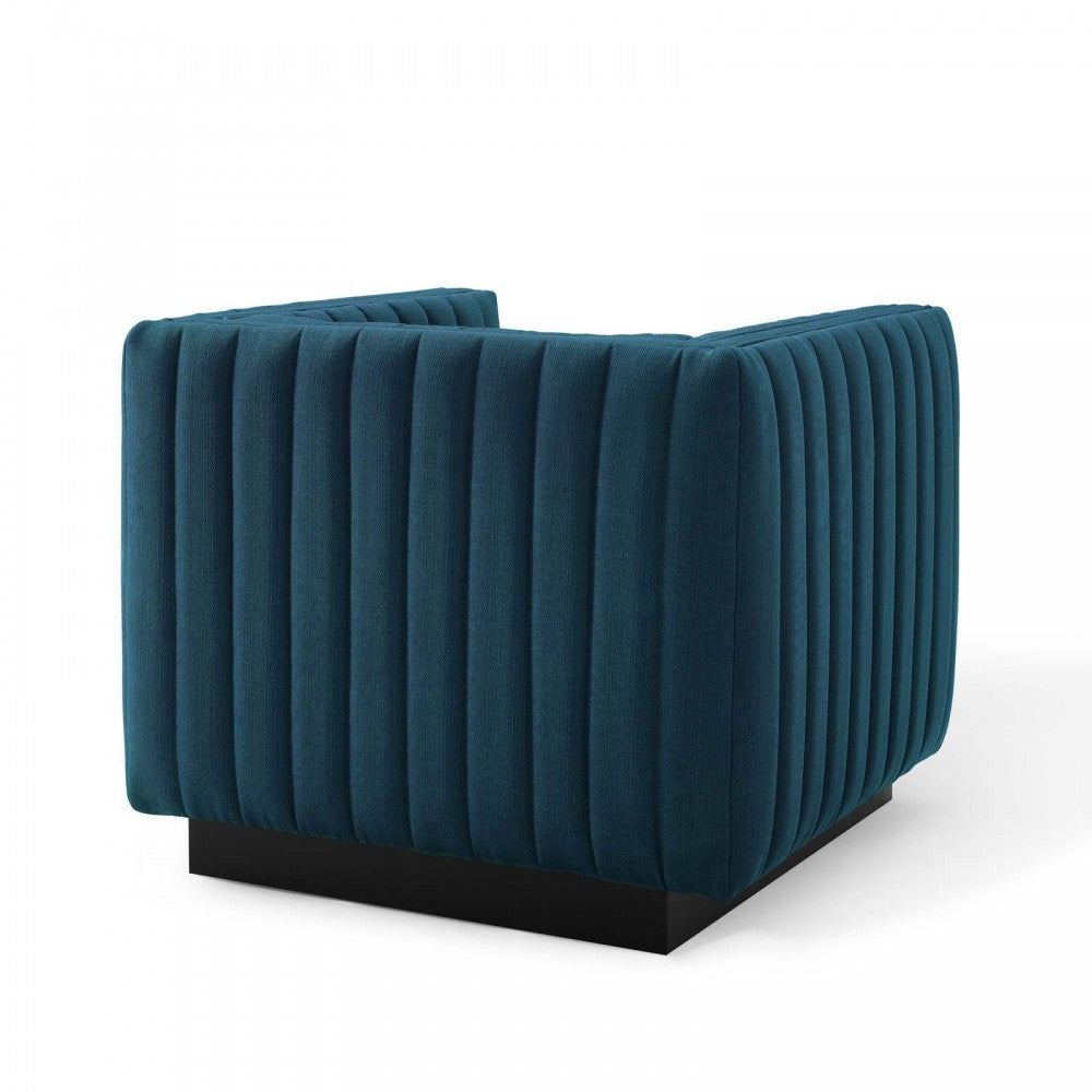 Conjure Tufted Upholstered Fabric Armchair, Azure