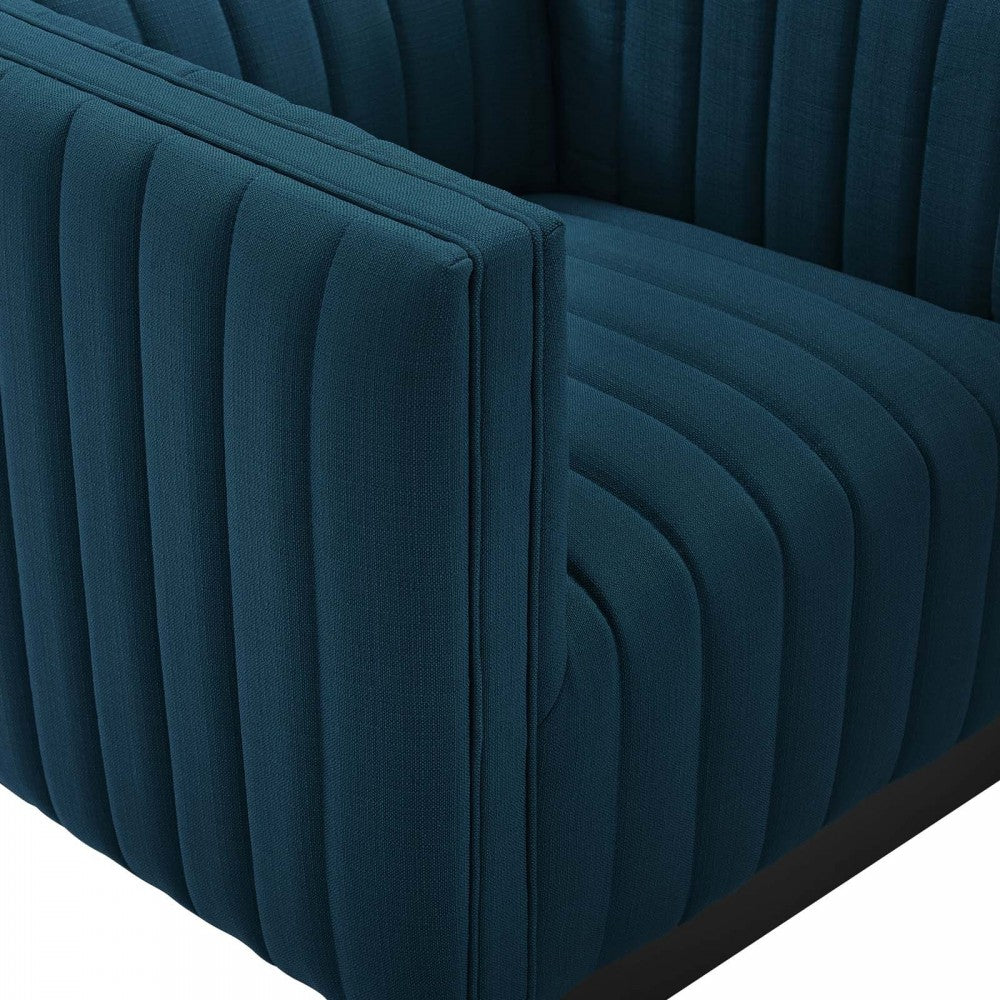 Conjure Tufted Upholstered Fabric Armchair, Azure