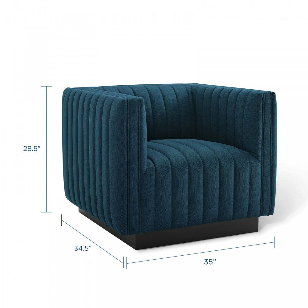 Conjure Tufted Upholstered Fabric Armchair, Azure