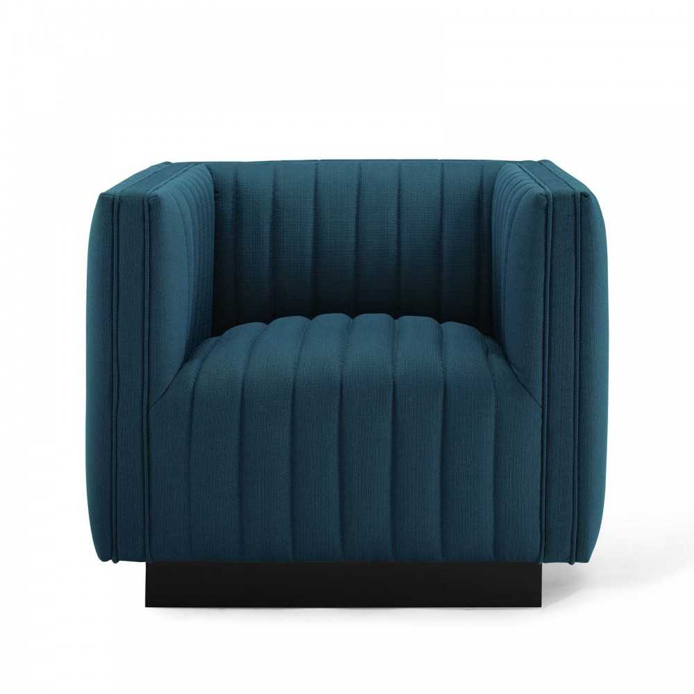 Conjure Tufted Upholstered Fabric Armchair, Azure