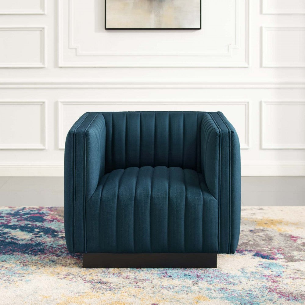 Conjure Tufted Upholstered Fabric Armchair, Azure