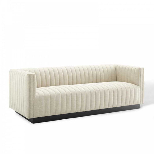 Conjure Tufted Upholstered Fabric Sofa, Beige