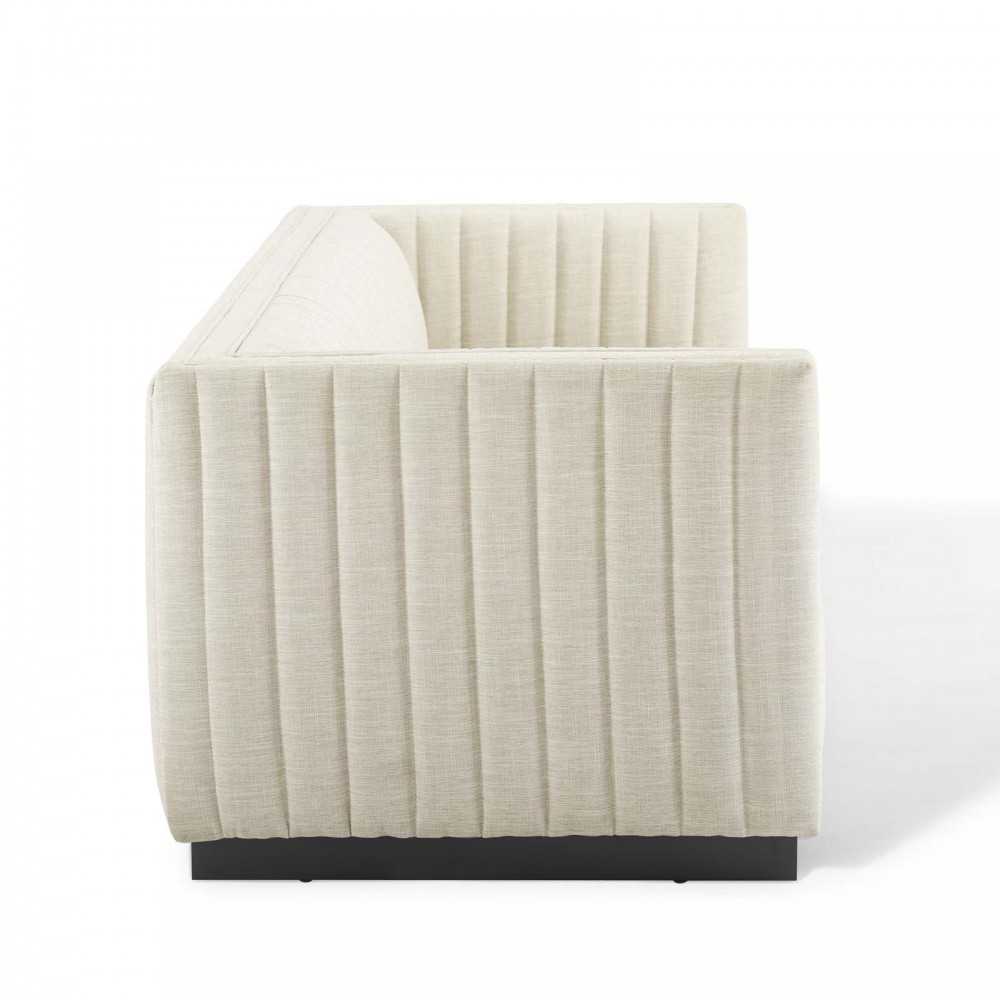 Conjure Tufted Upholstered Fabric Sofa, Beige
