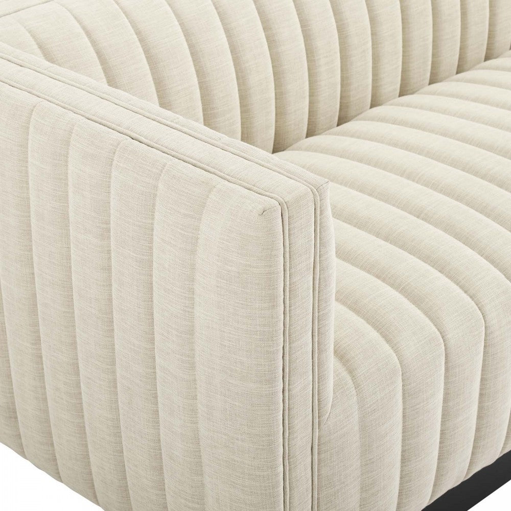 Conjure Tufted Upholstered Fabric Sofa, Beige