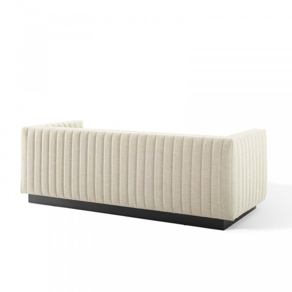 Conjure Tufted Upholstered Fabric Sofa, Beige
