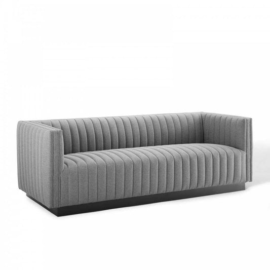 Conjure Tufted Upholstered Fabric Sofa, Light Gray