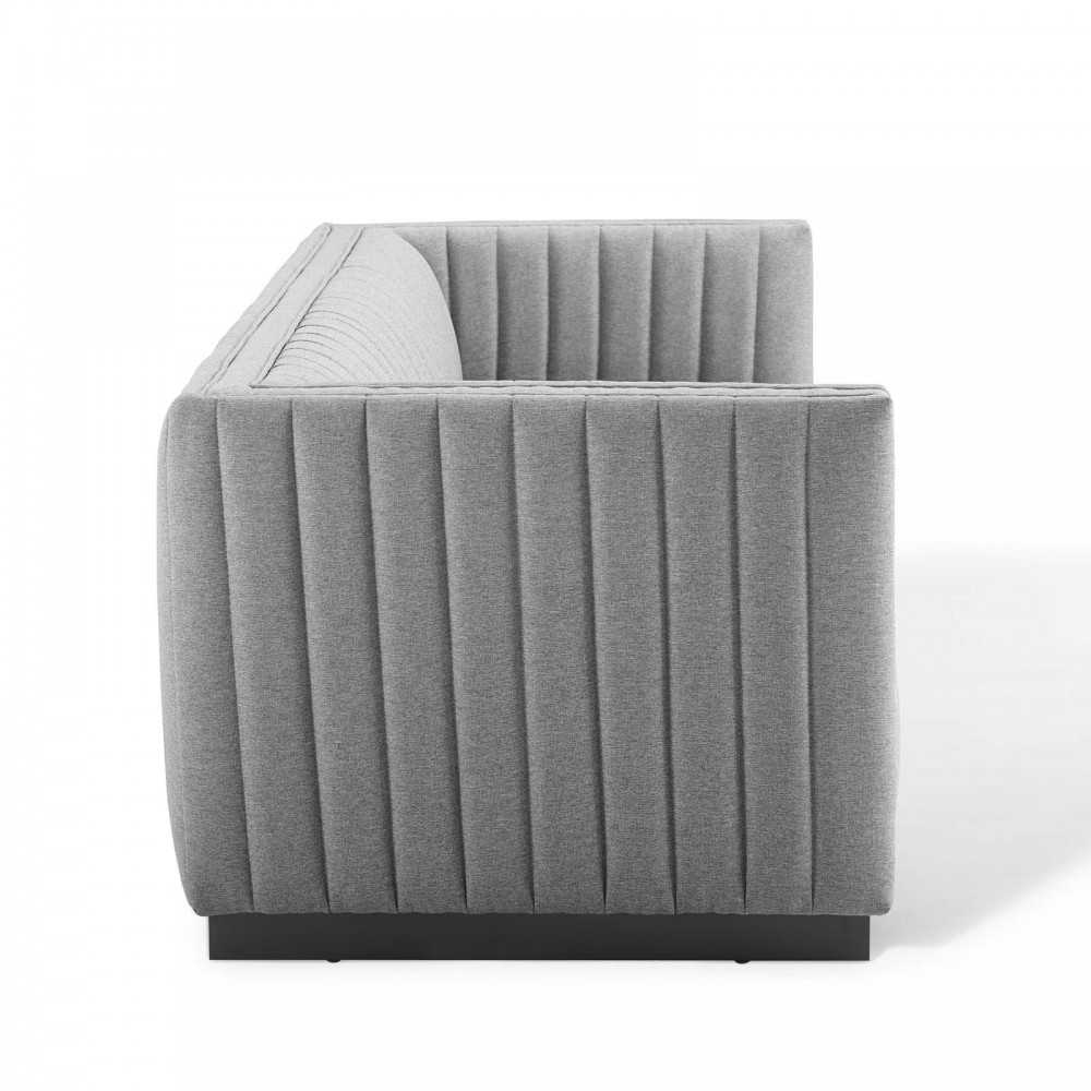 Conjure Tufted Upholstered Fabric Sofa, Light Gray