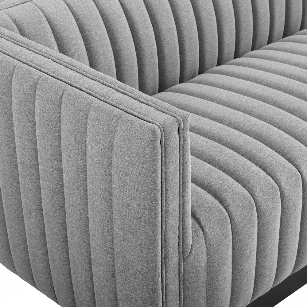 Conjure Tufted Upholstered Fabric Sofa, Light Gray