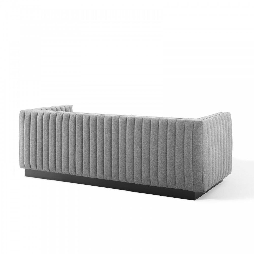 Conjure Tufted Upholstered Fabric Sofa, Light Gray