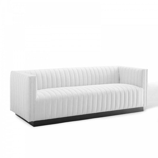 Conjure Tufted Upholstered Fabric Sofa, White