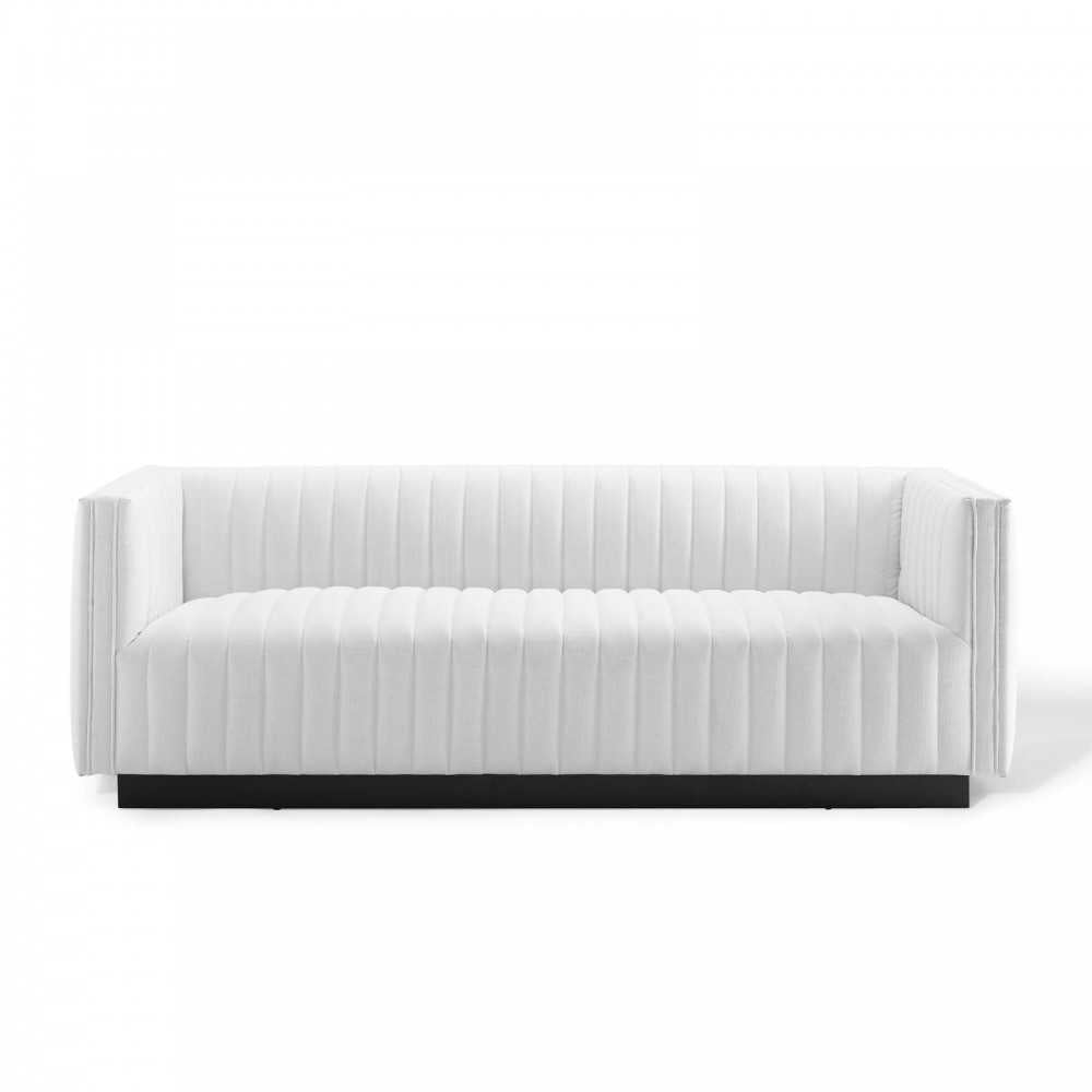 Conjure Tufted Upholstered Fabric Sofa, White