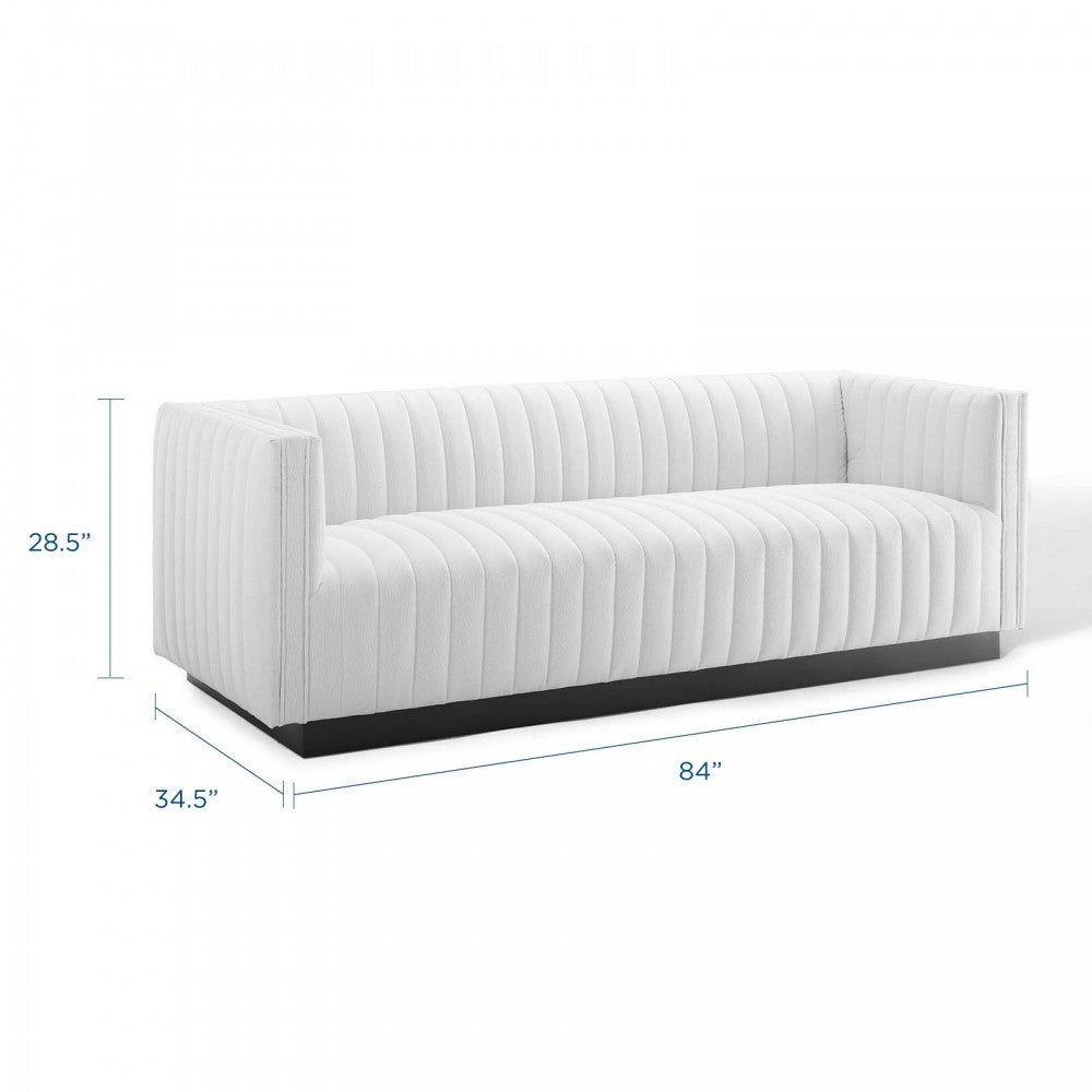 Conjure Tufted Upholstered Fabric Sofa, White