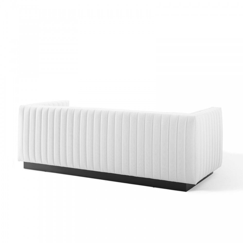 Conjure Tufted Upholstered Fabric Sofa, White