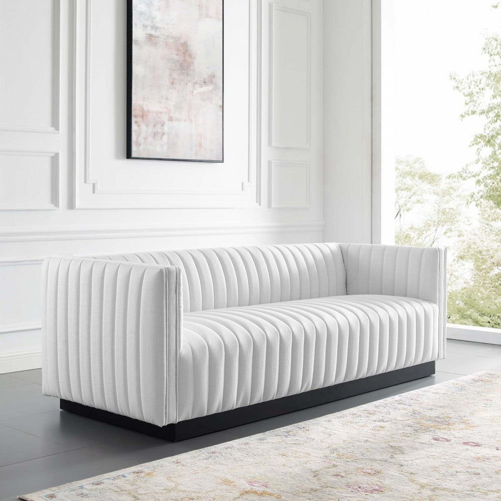 Conjure Tufted Upholstered Fabric Sofa, White