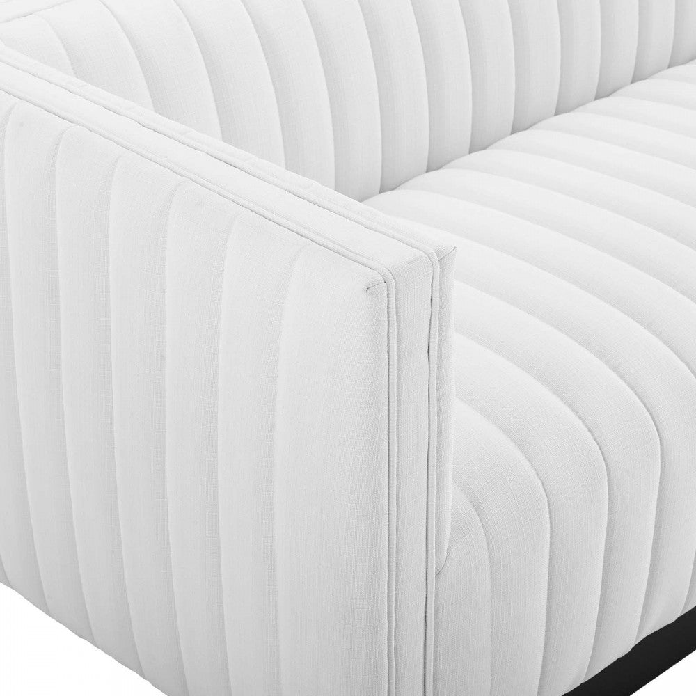 Conjure Tufted Upholstered Fabric Sofa, White