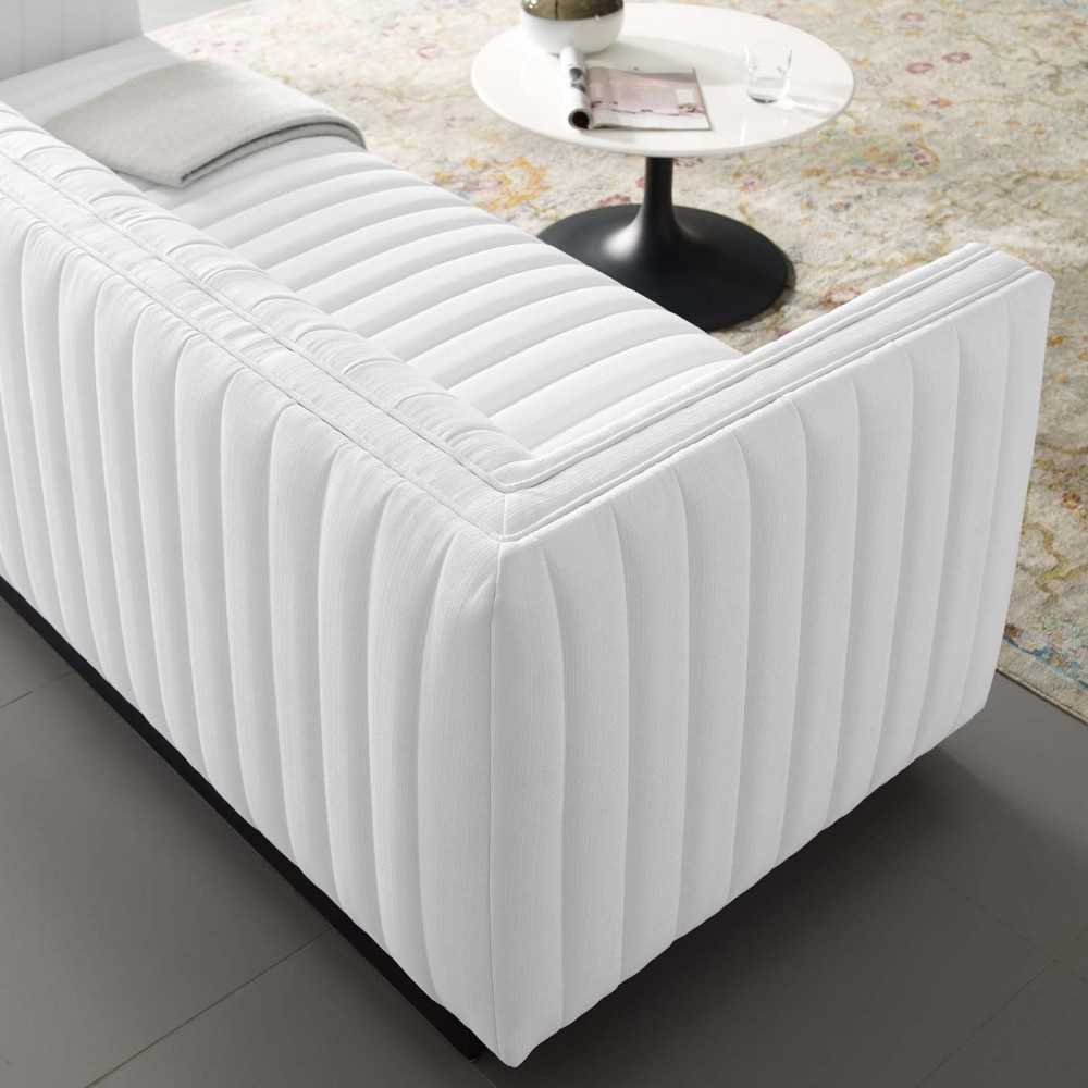 Conjure Tufted Upholstered Fabric Sofa, White