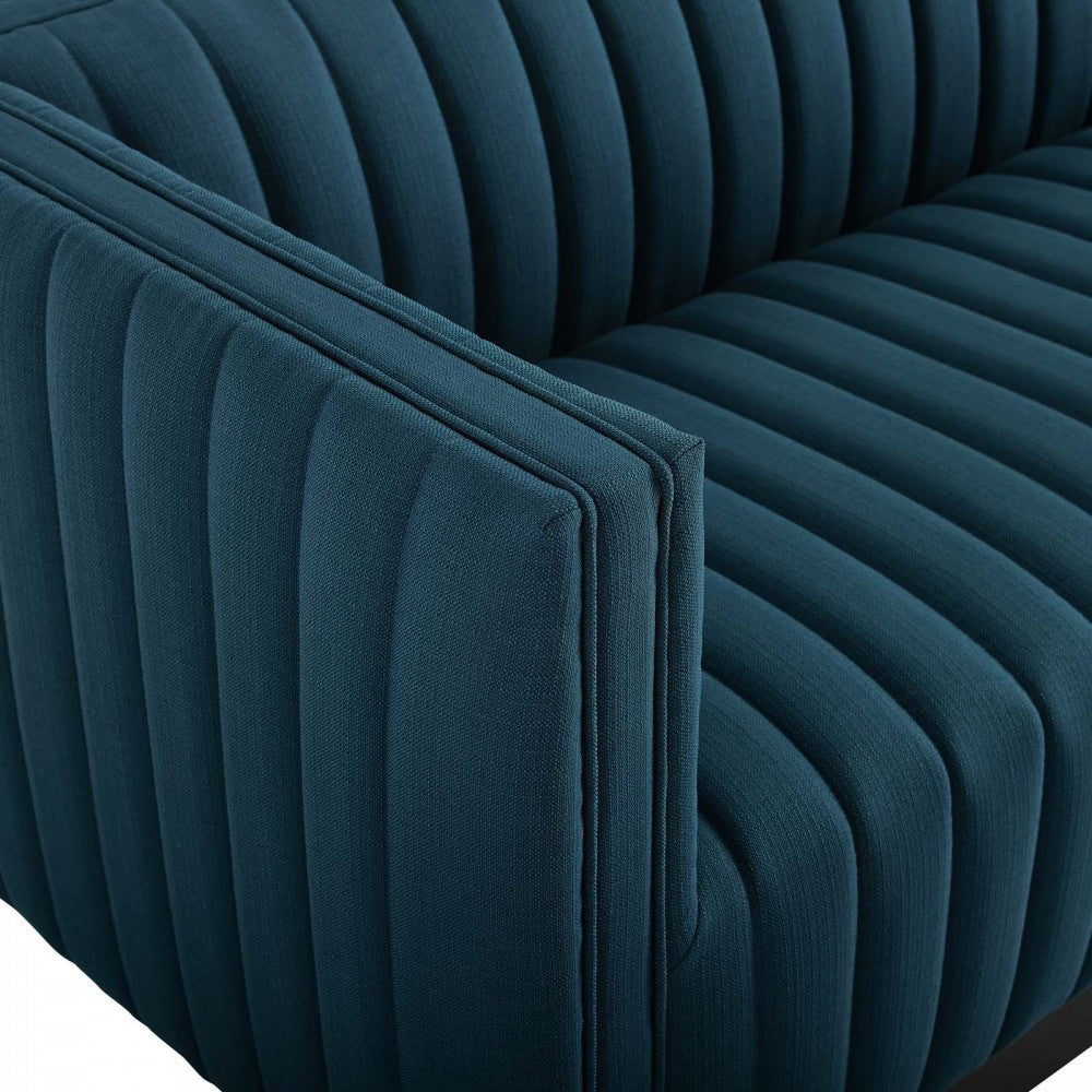 Conjure Tufted Upholstered Fabric Sofa, Azure