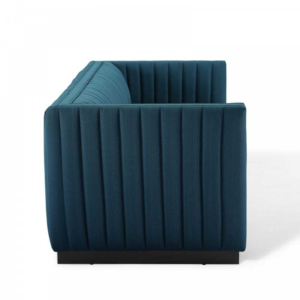 Conjure Tufted Upholstered Fabric Sofa, Azure