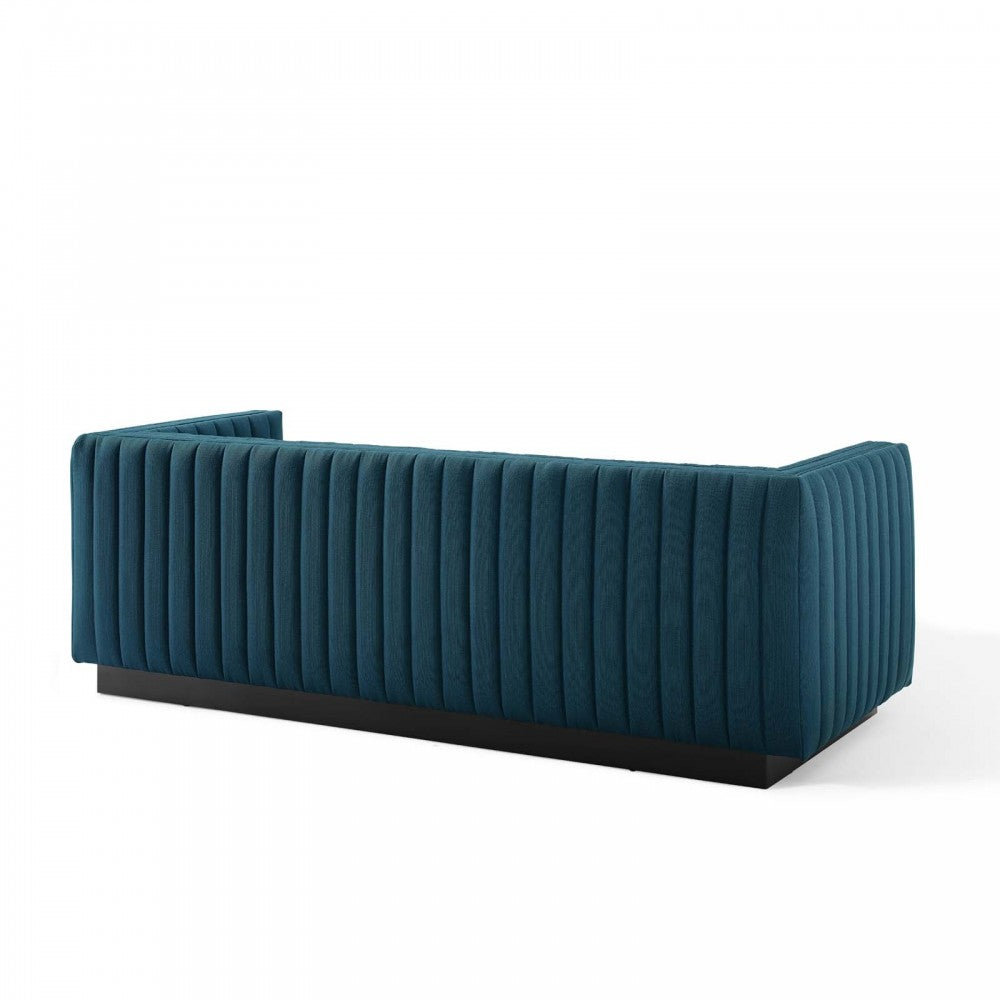 Conjure Tufted Upholstered Fabric Sofa, Azure