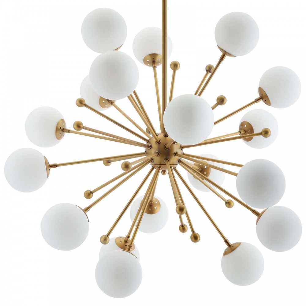 Constellation White Glass and Brass Pendant Chandelier