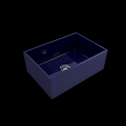 Contempo Apron Front Fireclay 27 in. Single Bowl Kitchen Sink with Protective Bottom Grid and Strainer in Sapphire Blue