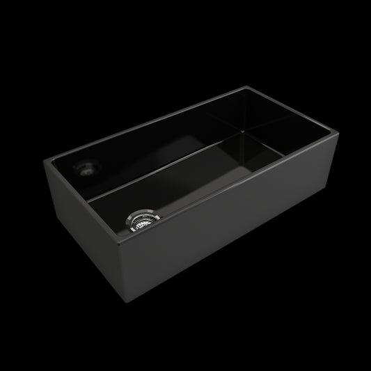 Contempo Apron Front Fireclay 36 in. Single Bowl Kitchen Sink with Protective Bottom Grid and Strainer in Black