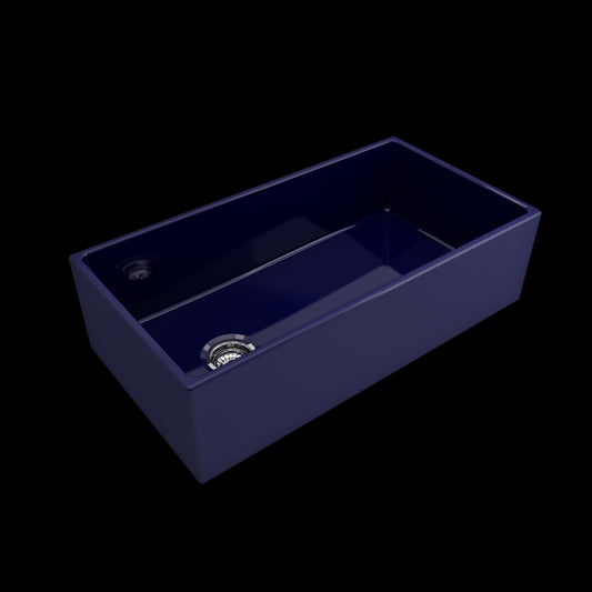 Contempo Apron Front Fireclay 36 in. Single Bowl Kitchen Sink with Protective Bottom Grid and Strainer in Sapphire Blue
