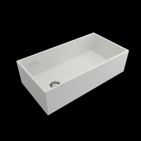 Contempo Apron Front Fireclay 36 in. Single Bowl Kitchen Sink with Protective Bottom Grid and Strainer in White