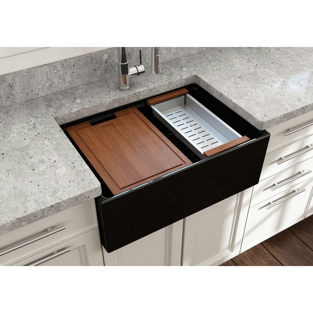 Contempo Step-Rim Apron Front Fireclay 27 in. in Black