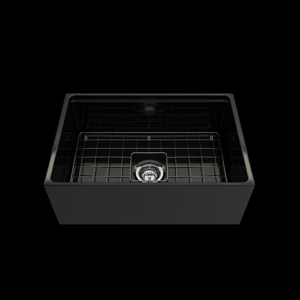 Contempo Step-Rim Apron Front Fireclay 27 in. in Black