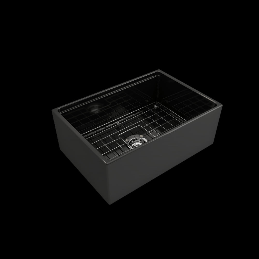Contempo Step-Rim Apron Front Fireclay 27 in. in Black