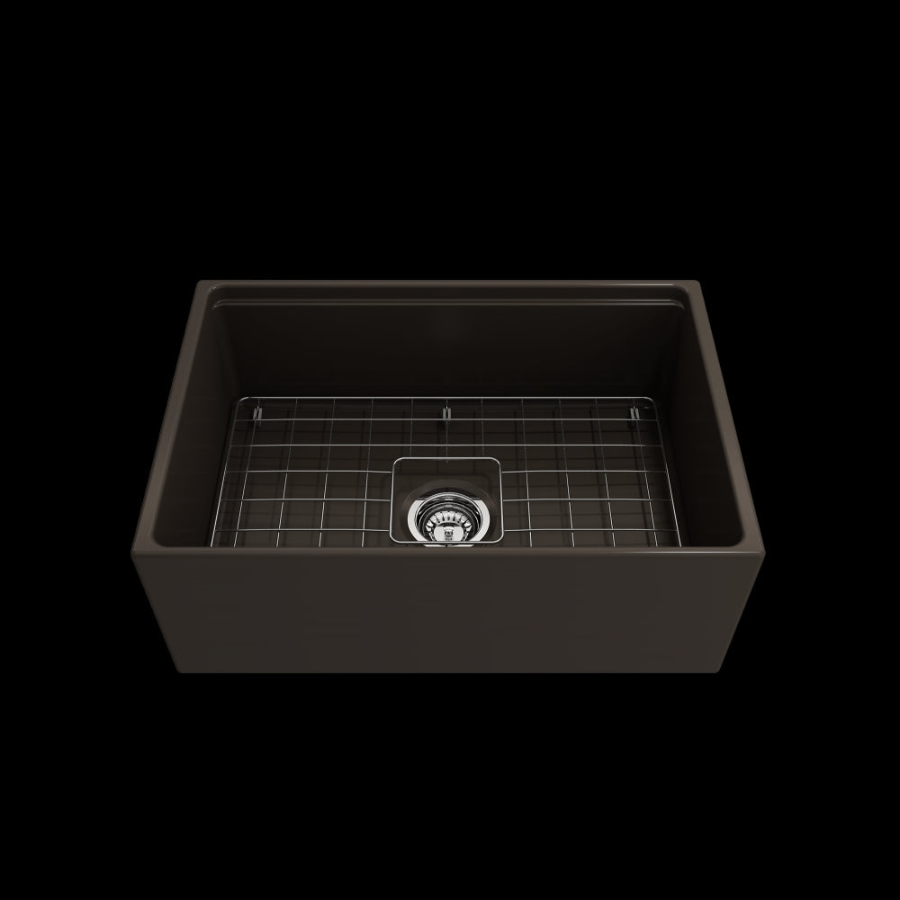 Contempo Step-Rim Apron Front Fireclay 27 in. in Matte Brown