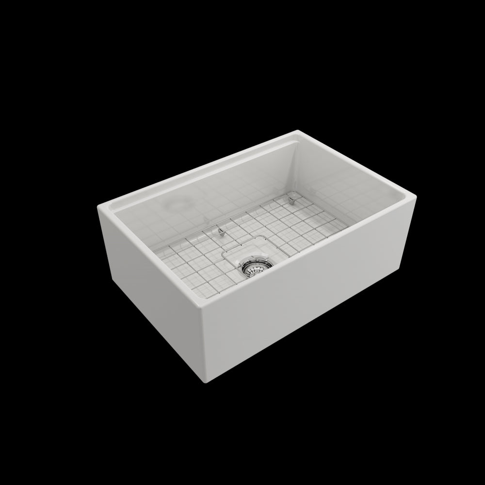 Contempo Step-Rim Apron Front Fireclay 27 in. Single Bowl Kitchen Sink in White