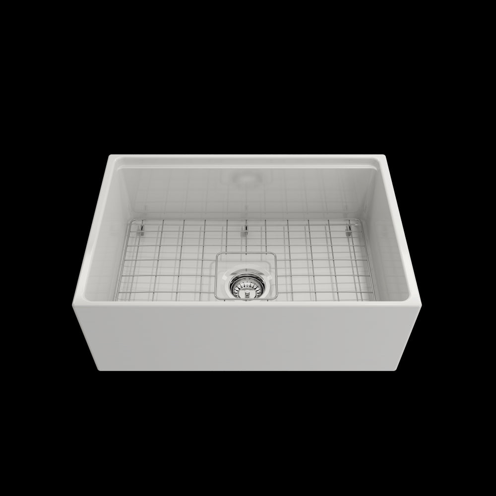 Contempo Step-Rim Apron Front Fireclay 27 in. Single Bowl Kitchen Sink in White