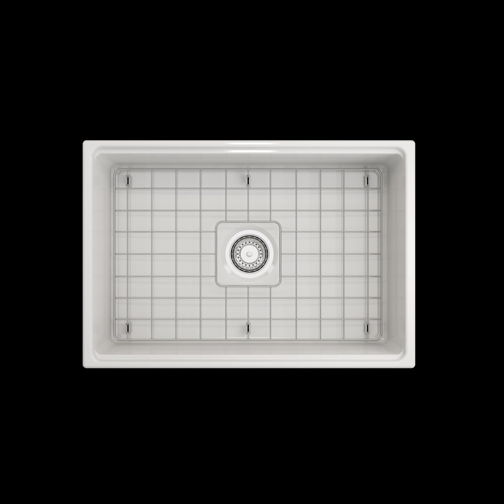 Contempo Step-Rim Apron Front Fireclay 27 in. Single Bowl Kitchen Sink in White