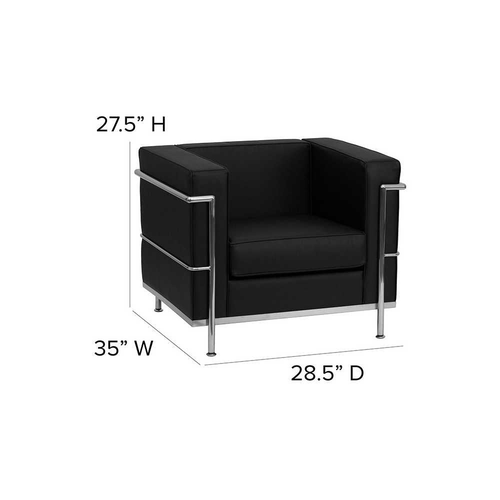 Contemporary Black LeatherSoft Chair with Encasing Frame
