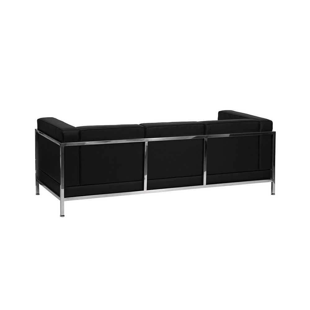 Contemporary Black LeatherSoft Sofa with Encasing Frame