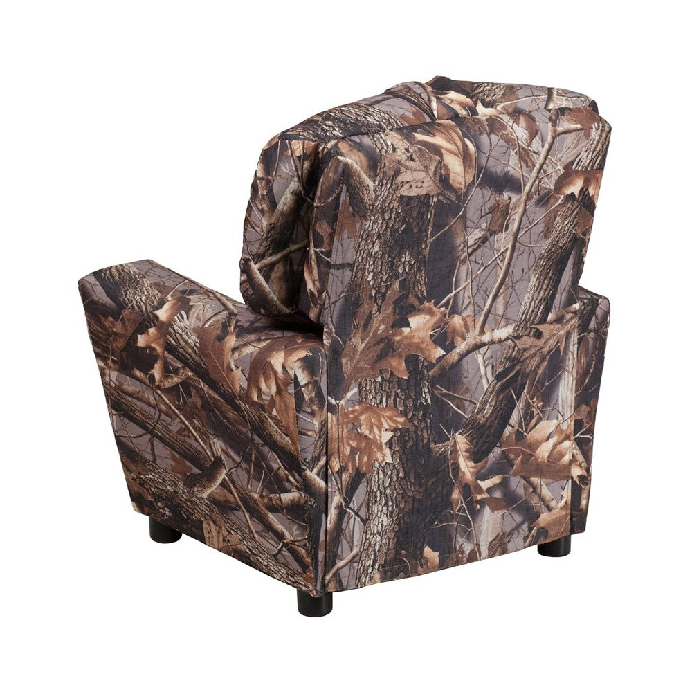 Contemporary Camouflaged Fabric Kids Recliner with Cup Holder