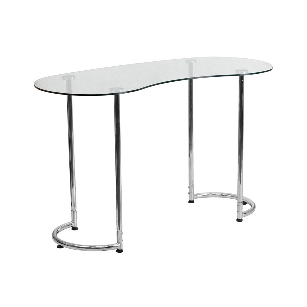 Contemporary Desk with Curvaceous Clear Tempered Glass