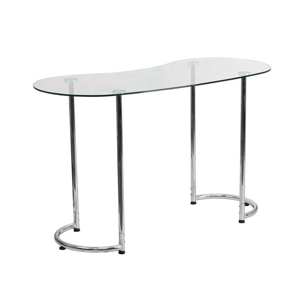 Contemporary Desk with Curvaceous Clear Tempered Glass