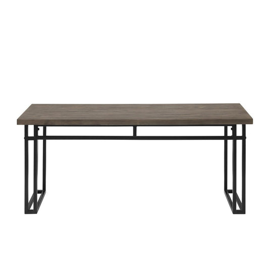 Contemporary Dual-Metal Leg Solid Wood Veneer Dining Bench - Gray Hickory
