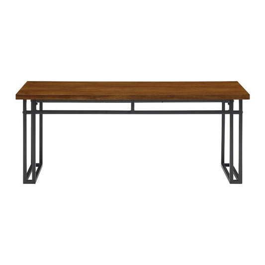 Contemporary Dual-Metal Leg Solid Wood Veneer Dining Bench - Walnut