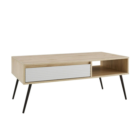 Contemporary Fluted Drawer Coffee Table - Birch