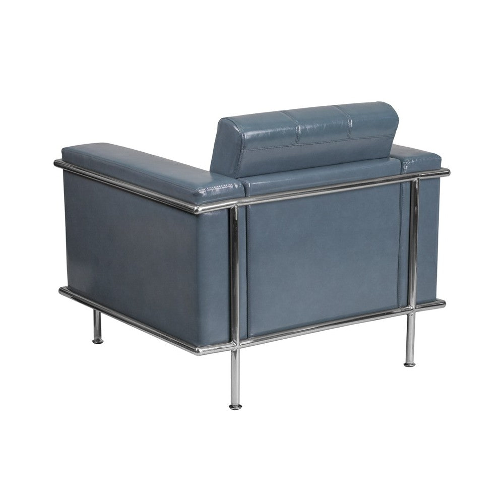 Contemporary Gray LeatherSoft Chair with Encasing Frame