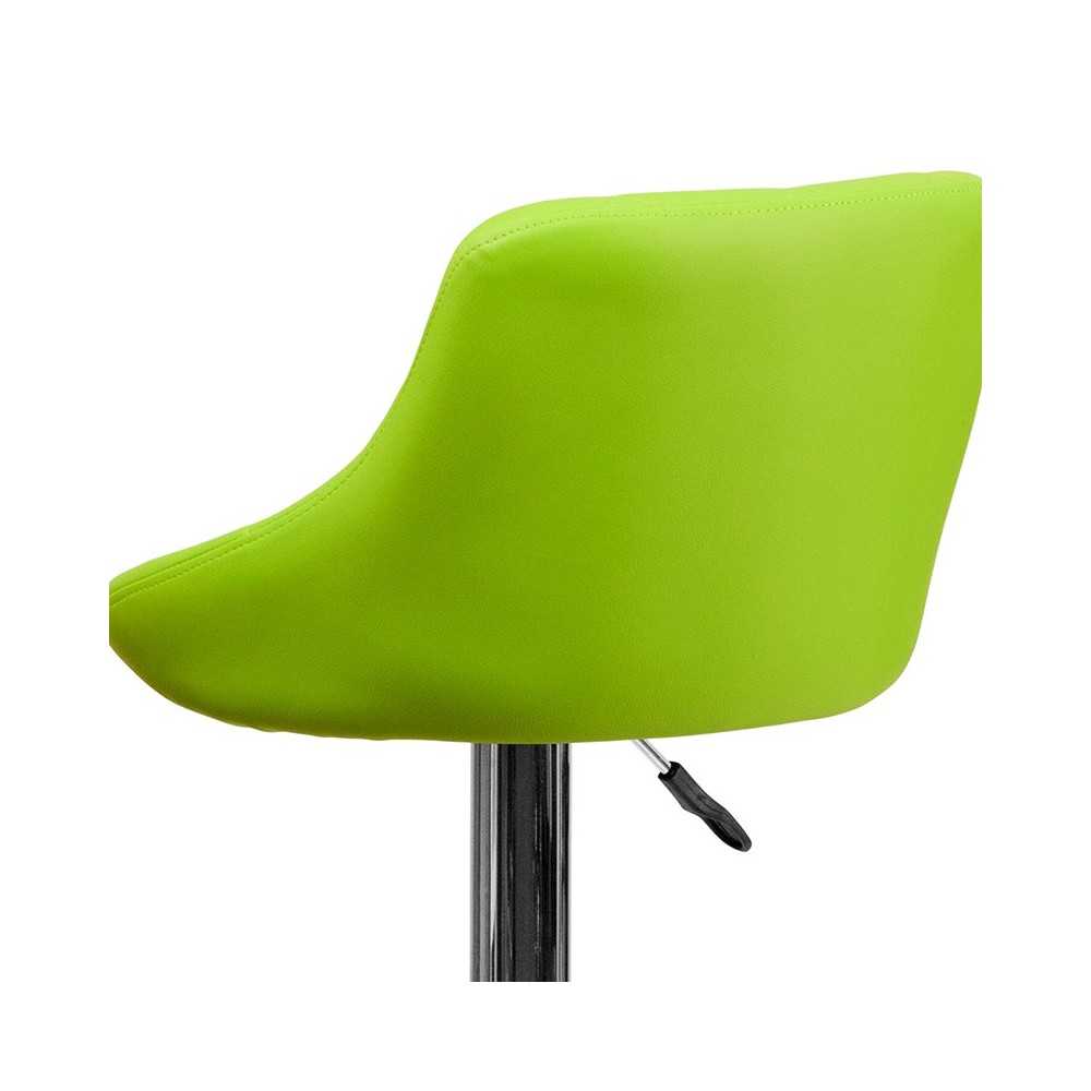 Contemporary Green Vinyl Bucket Seat Adjustable Height Barstool with Diamond Pattern Back and Chrome Base