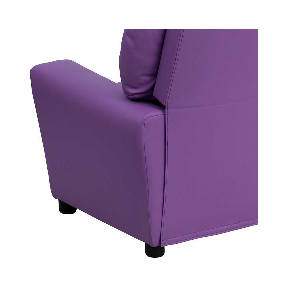 Contemporary Lavender Vinyl Kids Recliner with Cup Holder