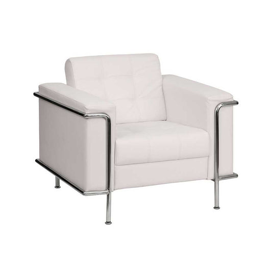 Contemporary Melrose White LeatherSoft Chair with Encasing Frame