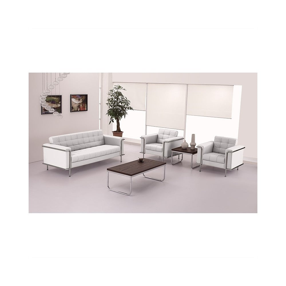 Contemporary Melrose White LeatherSoft Chair with Encasing Frame